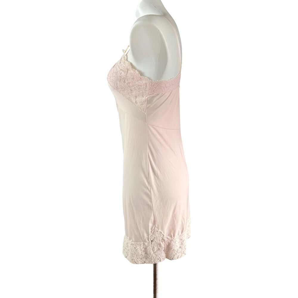 Vintage 1960s Pinehurst Slip | Blush Pink Lace Bodice Keyhole Hem Sz 32 Short - Picture 5 of 12